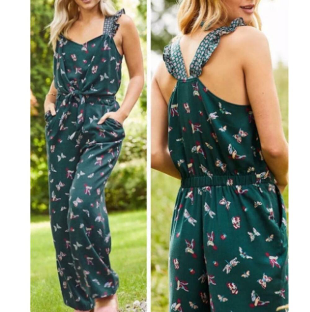 Matilda Jane Evergreen Dream Jumpsuit Hummingbird Print Cottagecore NEW Small